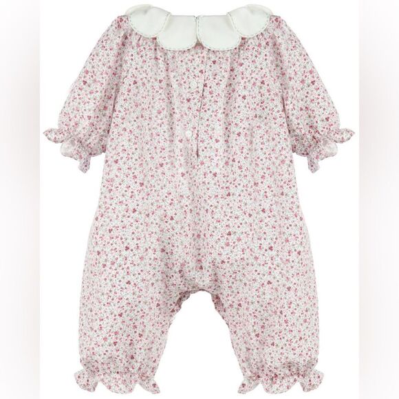 Luli & Me Scallop Collar Floral Petal Longall Bubble Romper. 9 Months. NEW. - Picture 5 of 8